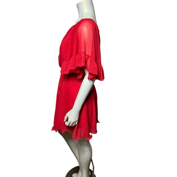 Endless Rose pinkish Red Off-Shoulder Ruffled Dress, Size Small - Picture 2 of 6